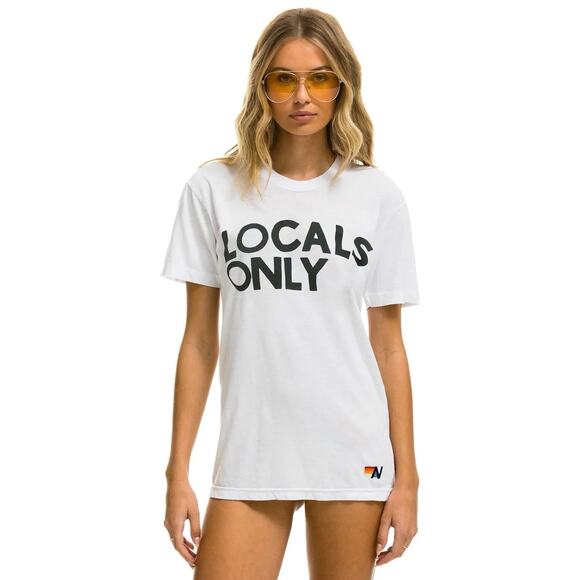 AVIATOR NATION AV Locals Only Tee Shirt T-Shirt White Unisex Size Large NEW - Picture 1 of 8